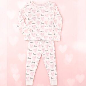 "Love You Lots” Pajama Set – Cozy Hearts for Sweet Dreams Pink 4T NWT Cotton